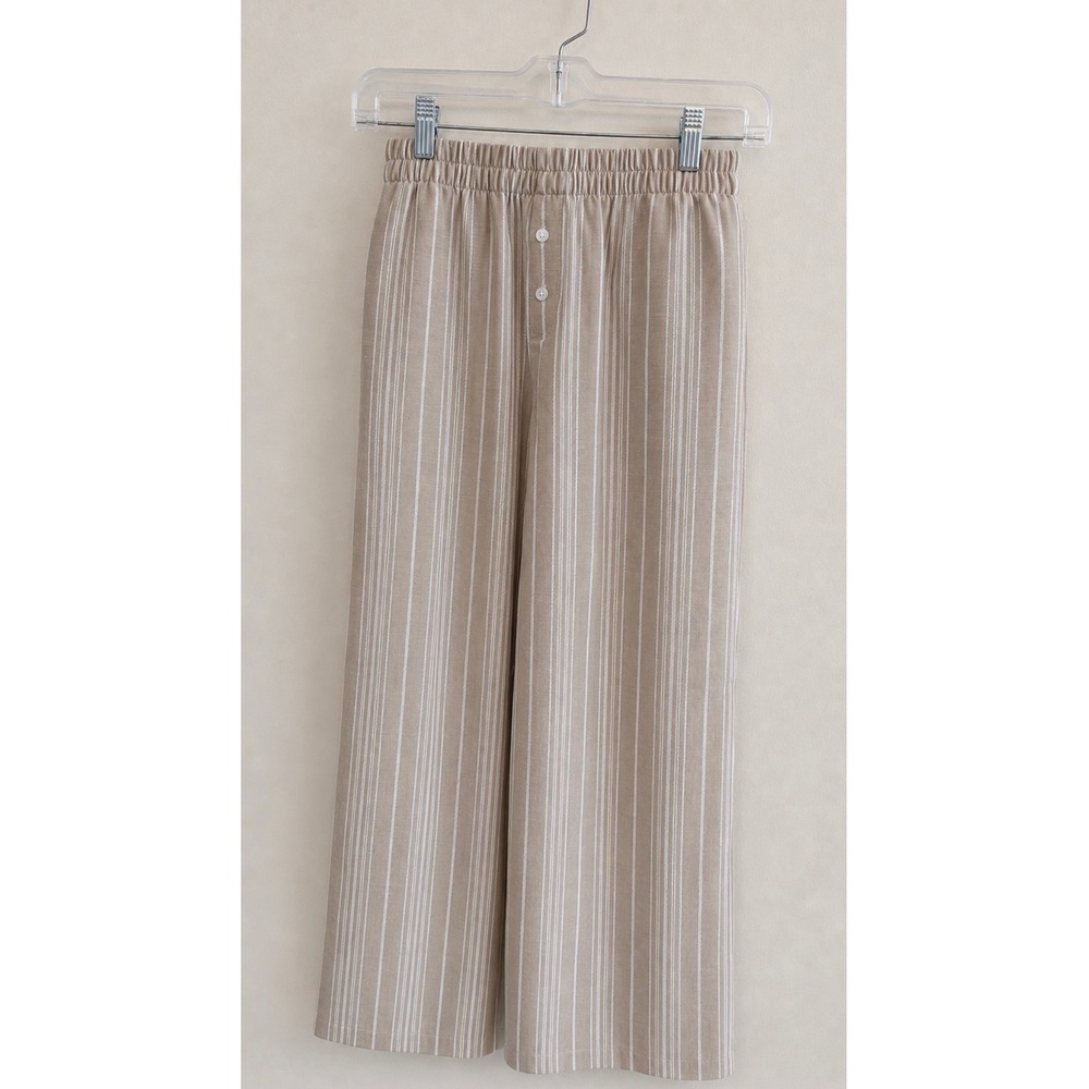 Sincerely Jules Womens Wide Leg Striped Pants Beige White Elastic Waist Small - Picture 1 of 3